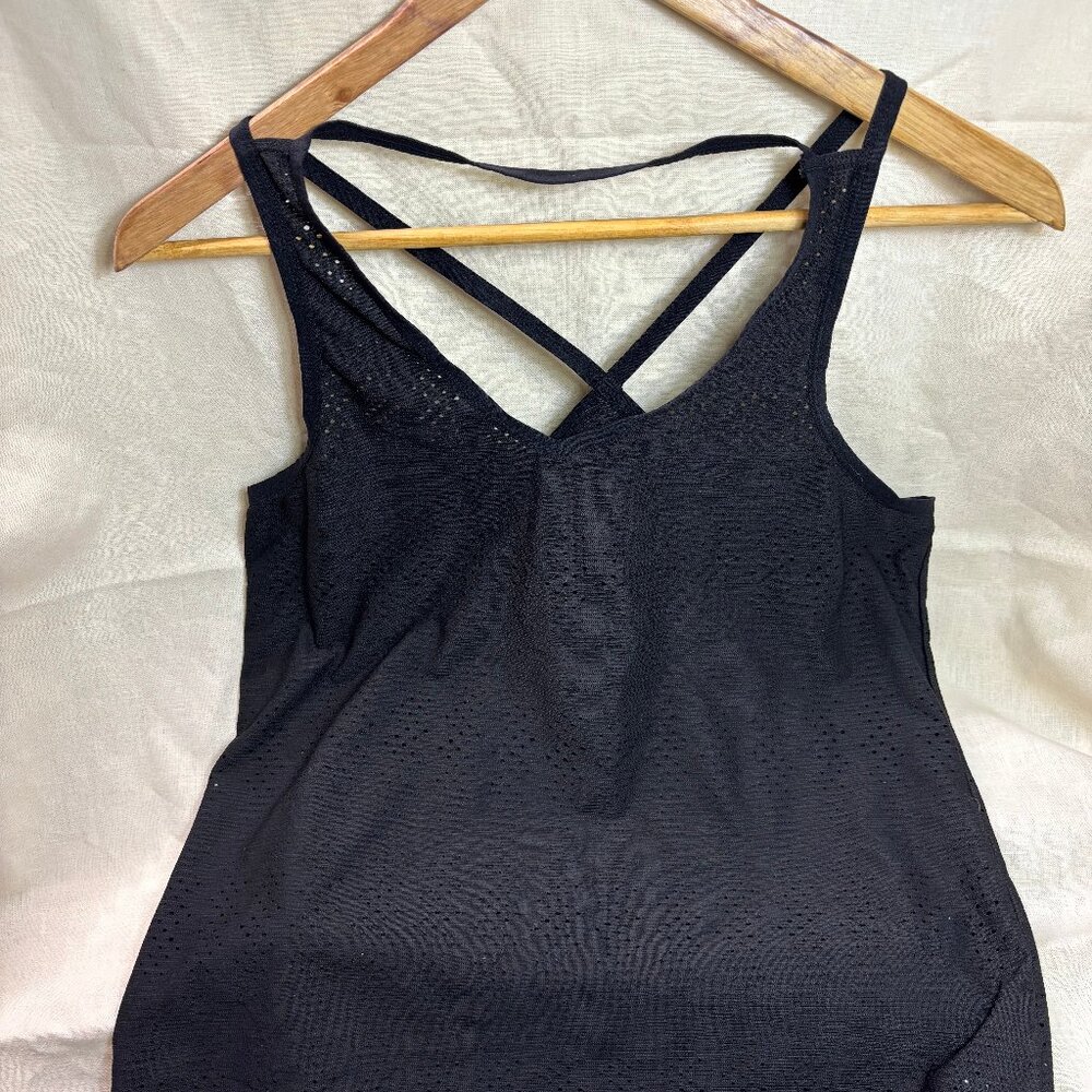 Athleta Women's Black Laser Cut Limitless Mesh Tank (Size M)